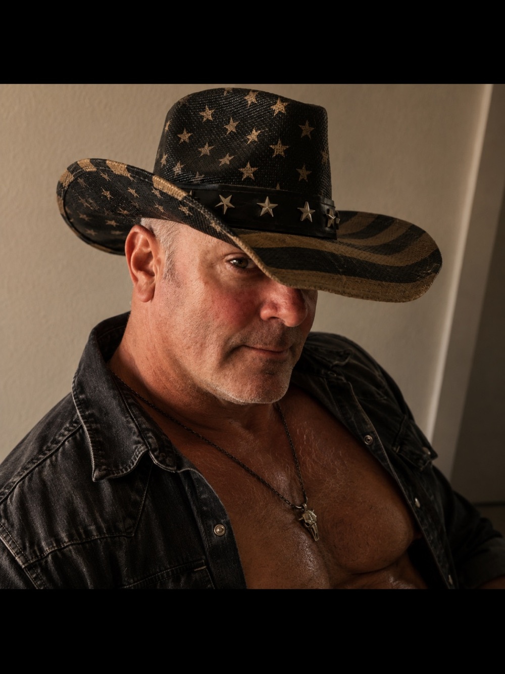 Black and Tan Star-Spangled Cowboy Hat